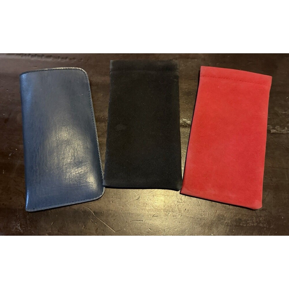 Vintage Black Blue Red Leather Soft Pouch for Glasses/Sunglasses Case Lot